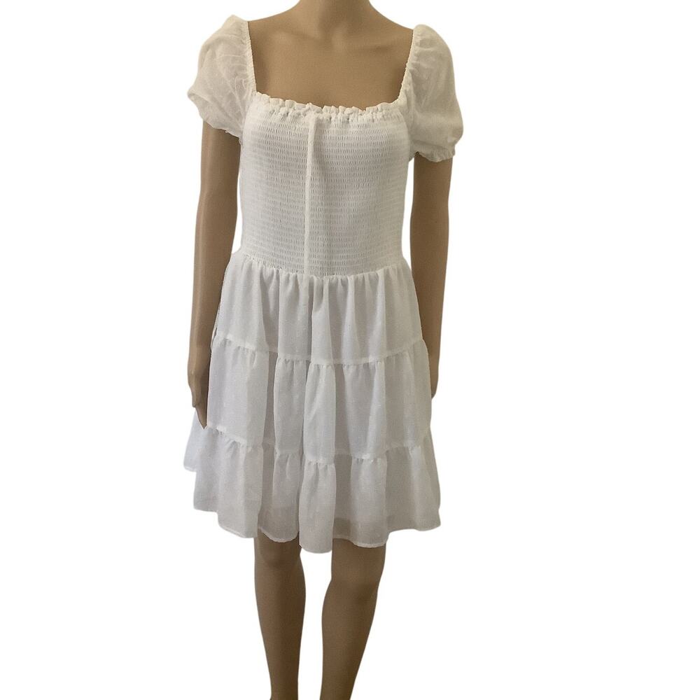Crystal Doll Dress Junior women’s size M white square neck NWOT